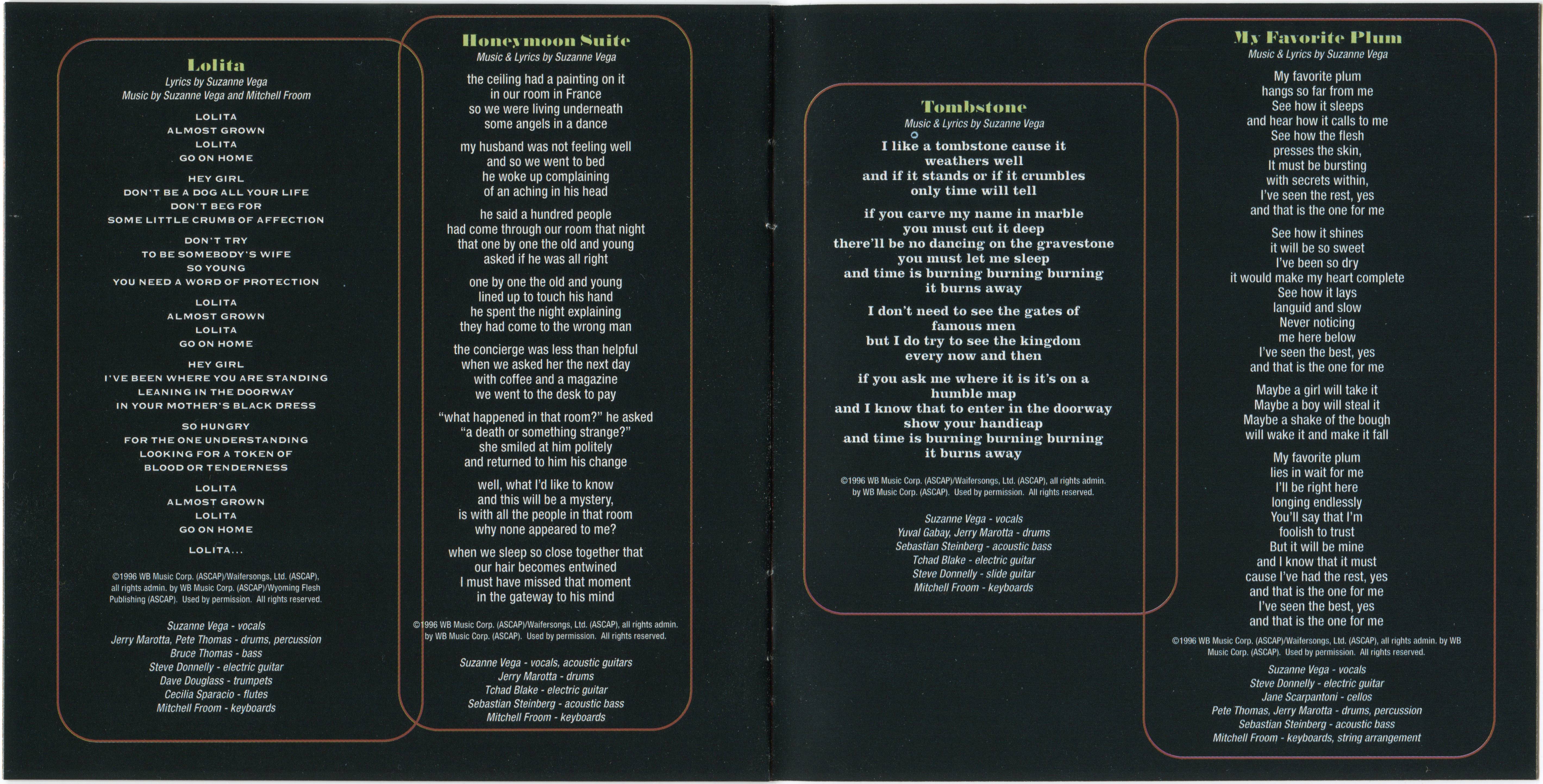 Suzanne Vega  Nine Objects Of Desire : Booklet 6